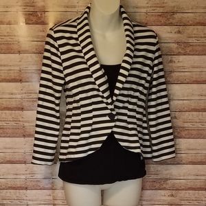 Candies peplum black/white striped blazer size s